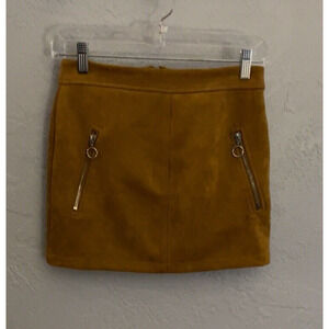 Skirt Faux Velvet Brown Preppy Girly Goth Lined FOREVER 21 SZ S Casual Office